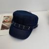 Washed Denim Rivet Flat Top Y2k Equestrian Hat Fashion Denim Octagonal Hat  Travel