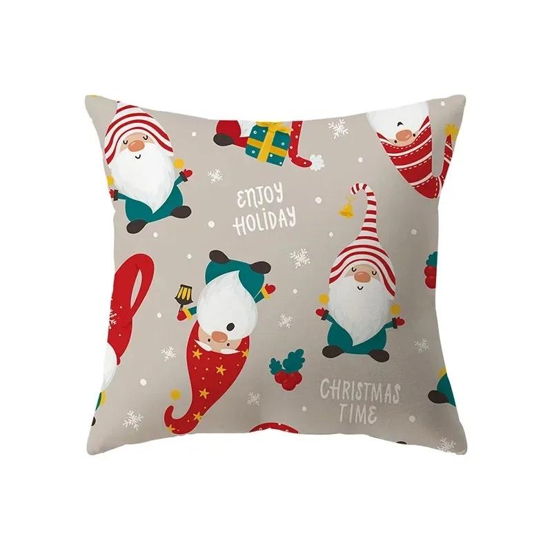 Christmas Theme Santa Claus Printed Pattern Cushion Cover Home Living Room Sofa Decoration Pillow 45x45cm