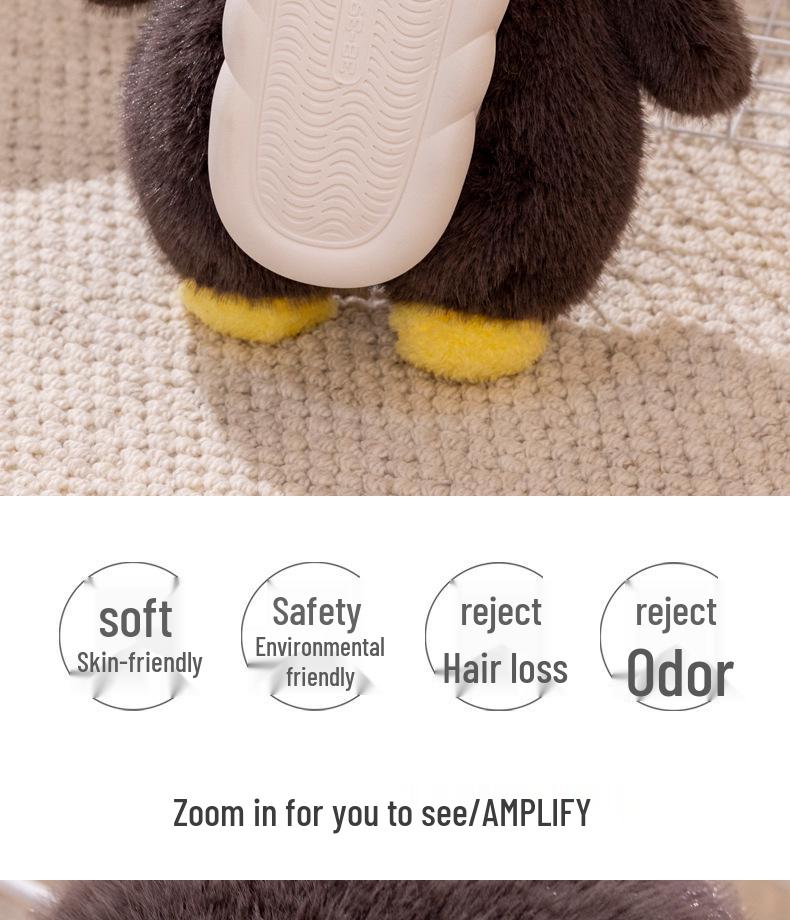 Women's Cozy Penguin Fuzzy Slippers - Non-Slip Soft Sole, Heel-Covered, Cotton House Shoes, Couple Style