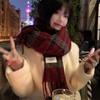 New plaid scarf women's winter thickened warm retro fashion versatile high-end shawl scarf student spring and autumn