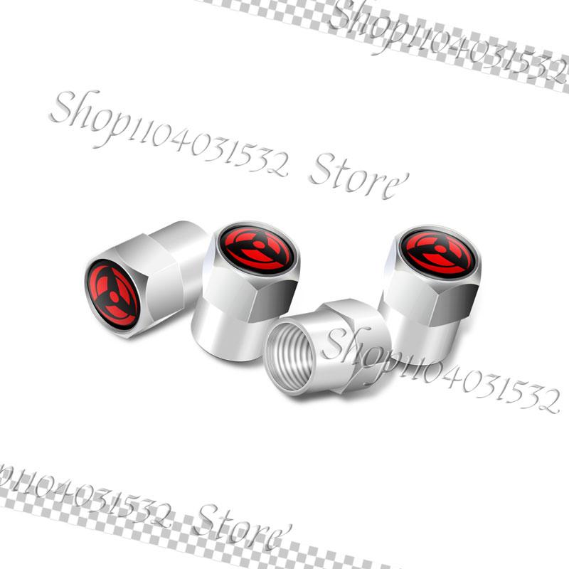 

Car Decor 4Pcs Naruto Writing Wheel Eye Emblem Metal Wheel Tire Valve Stem Cap Airdust Waterproof Cover Universal Accessories