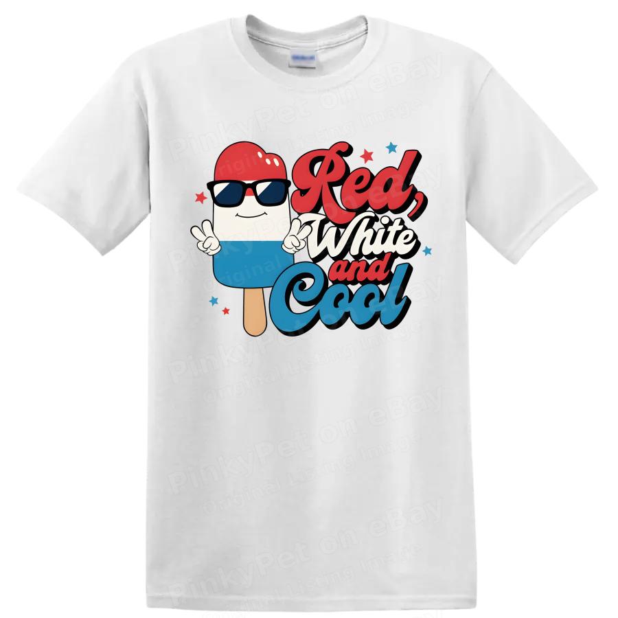 Red White and Cool Popsicle T Shirt Summer Fun Tee for Kids and Adults