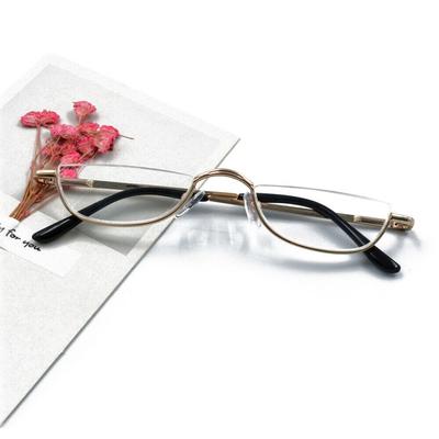 New Half Moon Metal Spring Hinge Reading Glasses Half Frame Ultralight Resin Presbyopia Eyeglasses Vision Care +1.0 +4.0 Diopter