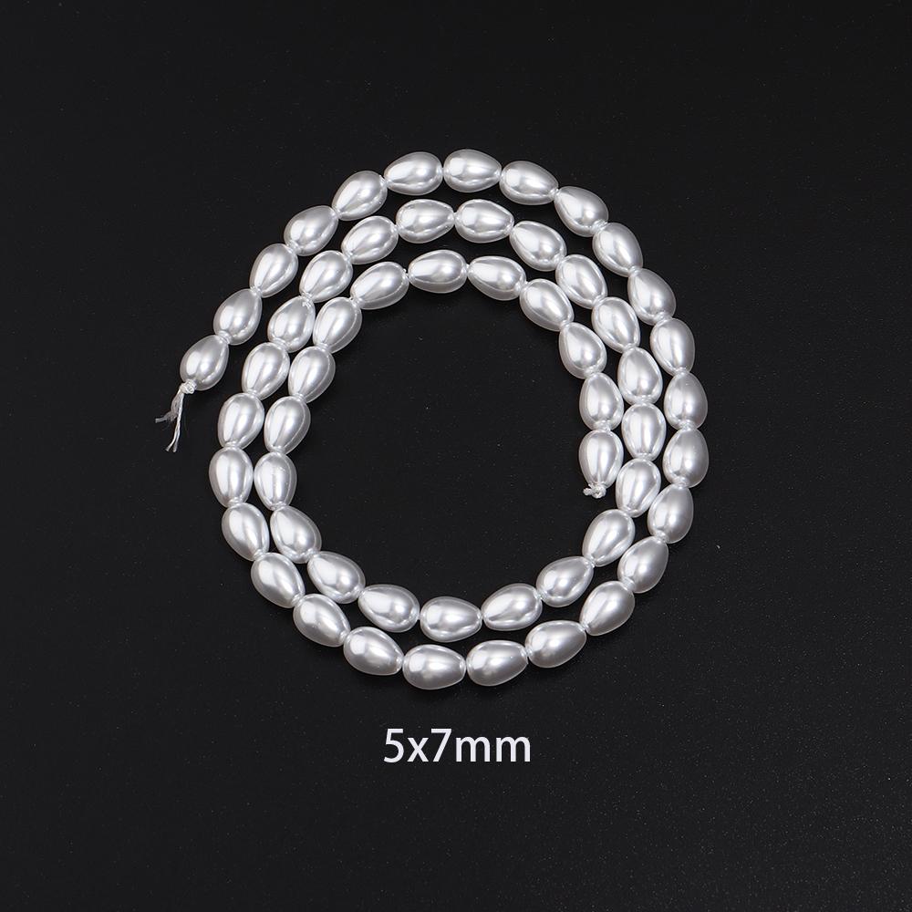 1 Strand Multisize Water Drop Shape Pearl Beads White Loose Spacer Glass Beads For DIY Charms Bracelet Necklace Jewery Accessory