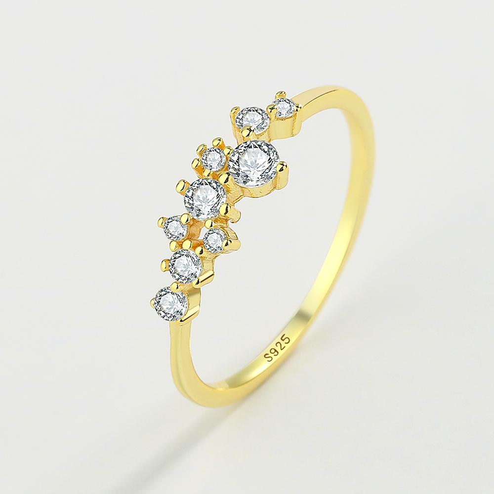 

Классические кольца из стерлингового серебра 925 пробы с прозрачным цирконом золотого цвета, модные кольца со звездами для женщин, классические свадебные украшения, подарок на день рождения 8 серебряный