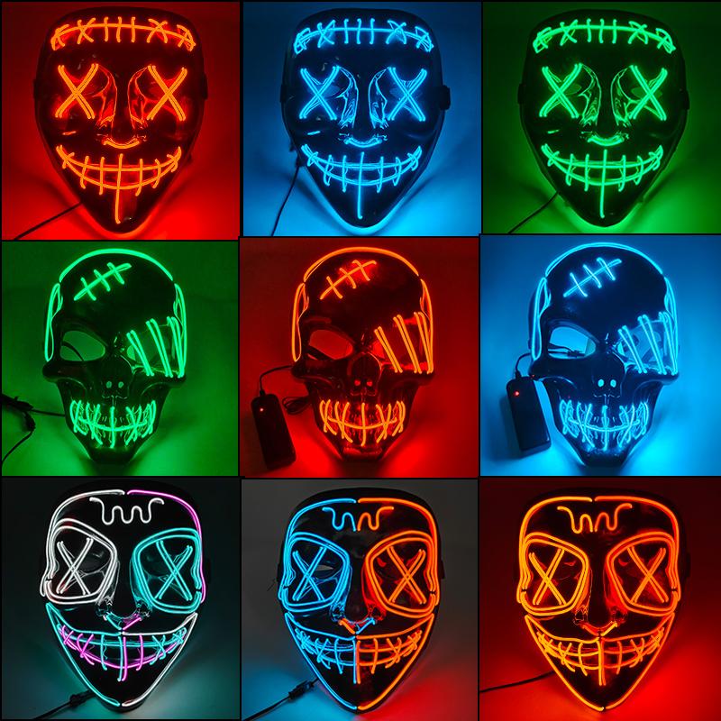 Halloween Mask Flashing Cosplay LED Vendetta Mask Anonymous Mask Halloween Christmas Party Gift for Adult Kids Film Cosplay Mask