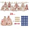 24pcs Linen Christmas Gift Bags with Gilded Christmas Patterns Chocolate Candy Packaging Gift Bags Drawstring Bags
