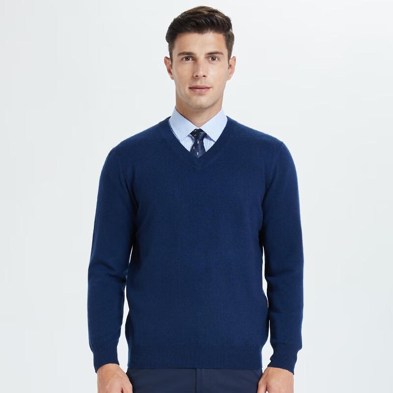 Hengyuanxiang Men's V-Neck Fine Wool Sweater Y2245