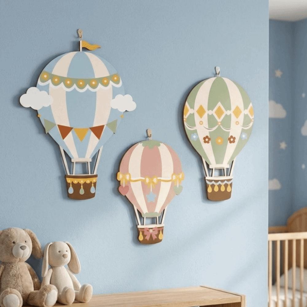 3PCS 3D Hot Air Balloon Decorative Panels Wooden Hot Air Balloons Decoration Restaurant