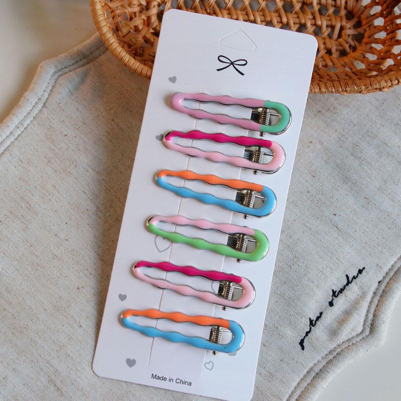 Multicolor Polka Dot Geometric Enamel Hair Clip Set