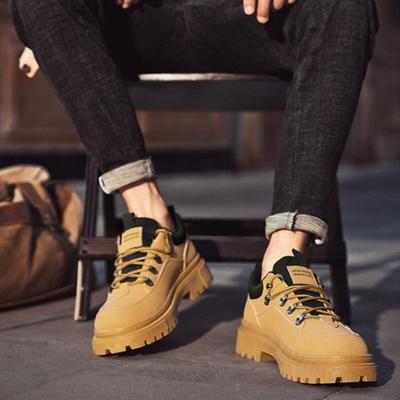 Sapatos de Trabalho Masculinos 2026 Outono Nova Moda Cadarço Plataforma Vintage Tênis Outdoor Antiderrapante Aumento de Altura Casuais Couro