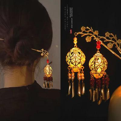 Świecąca Spinka do Włosów z Lampionem i Frędzlami – Wszechstronna Wróżkowa Diadema w Stylu Retro Pałacowym