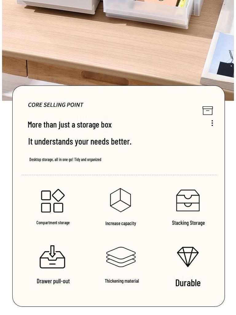Schubladen-Stil Stapelbarer Schreibtisch-Organizer für Kosmetik & Schreibwaren