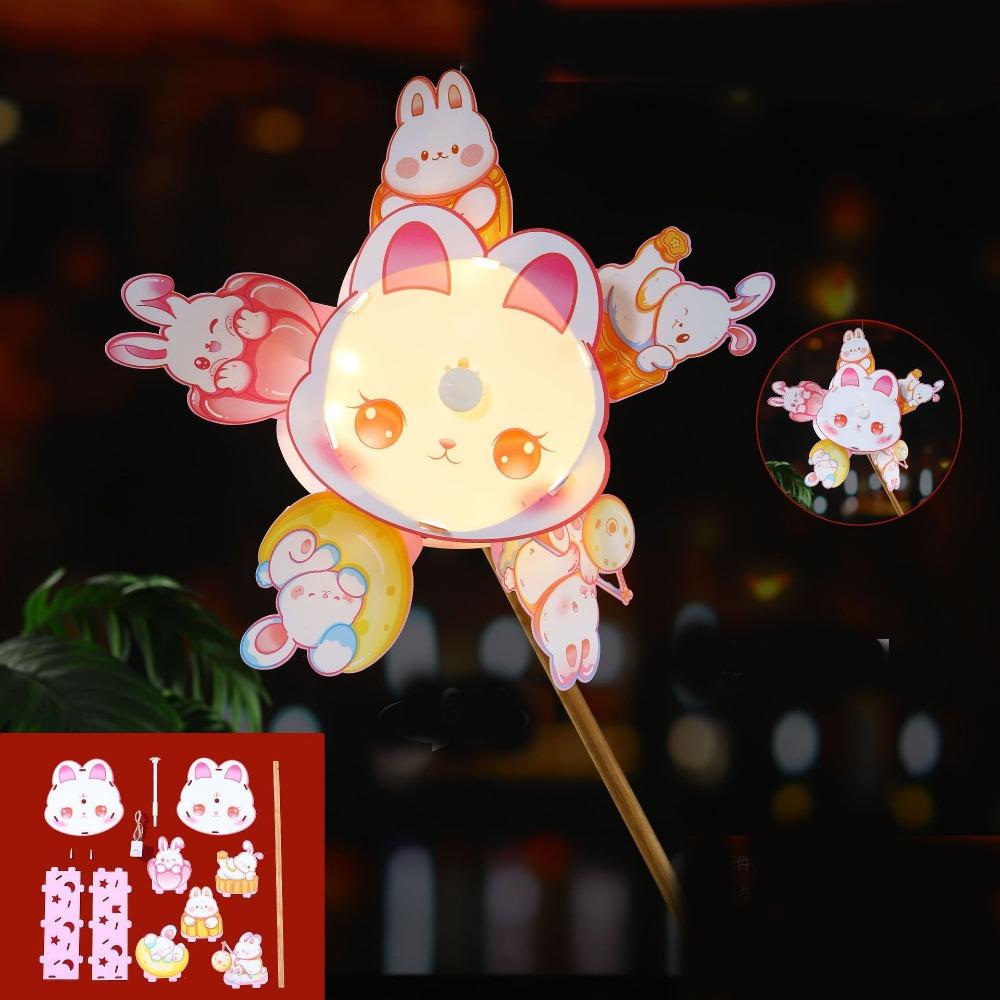 

DIY Material Bag Rotating Windmill Lantern Light up Rabbit Windmill Lantern Festival Gift StyleB