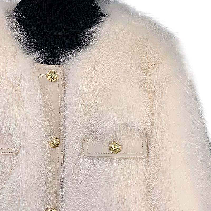 Imitation fox fur jacket for women, spring, autumn and winter, small thickened short fur integrated fur jacket for women