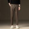 Light luxury winter woolen trousers men's casual pants men's slim straight trousers British elastic casual trousers nine points