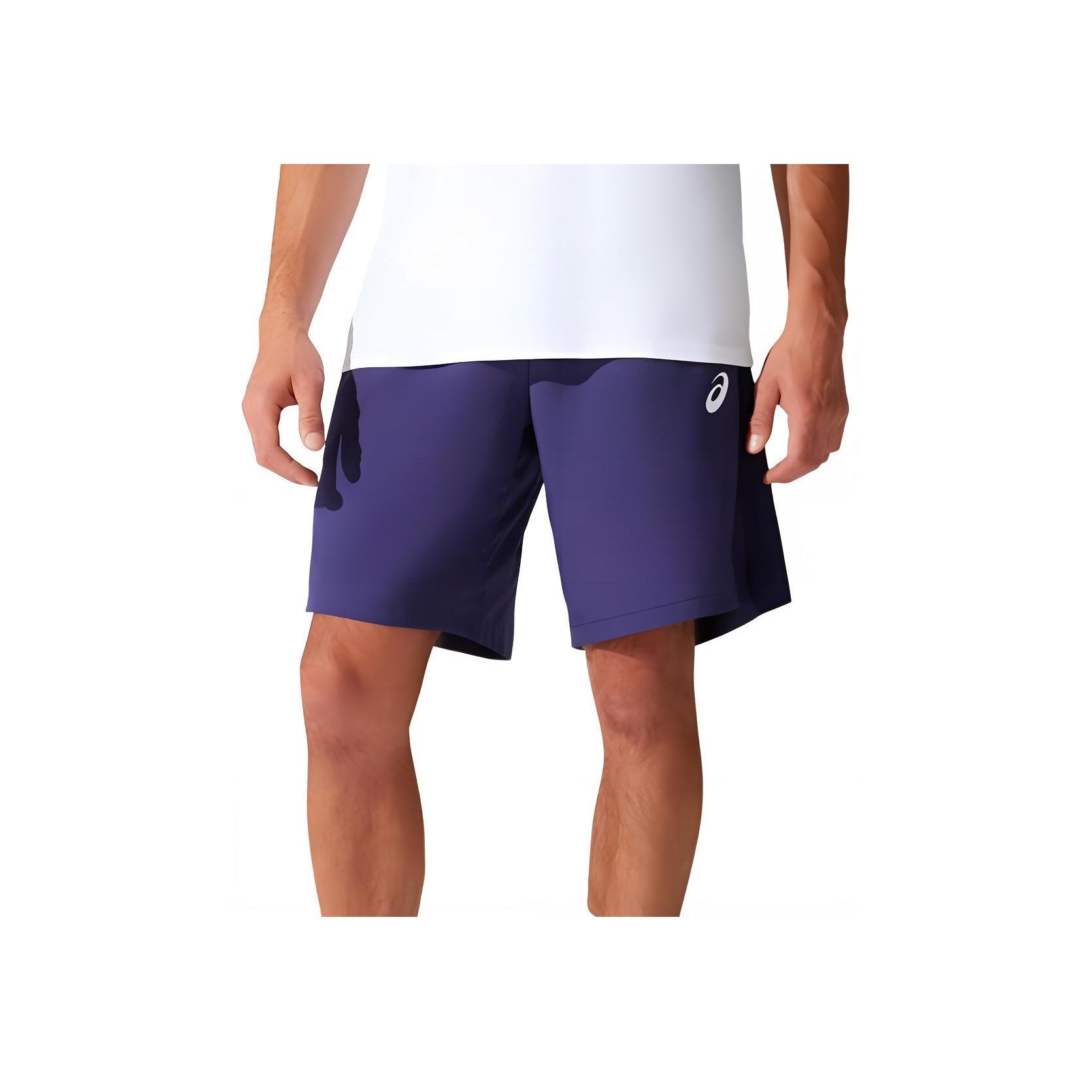 Asics Solid Color Printed Straight Casual Shorts Men shorts Blue 2041A176-400 S
