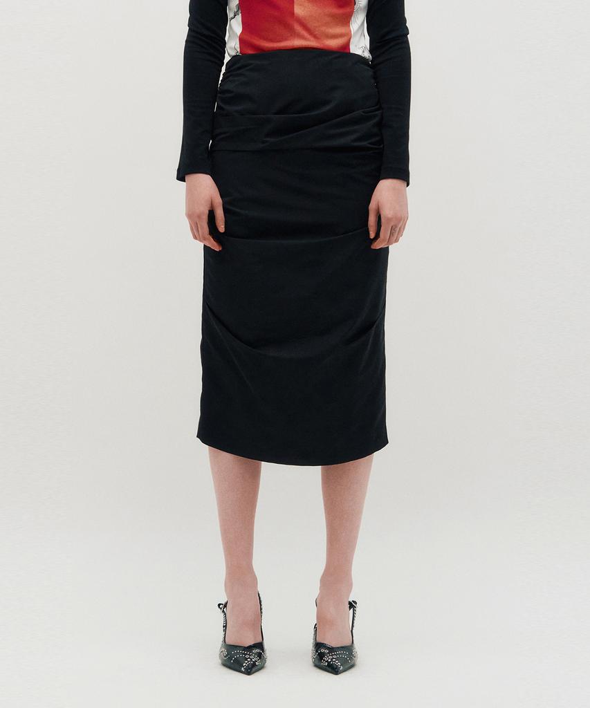 Kimjisu Draped Long Skirt _ Black