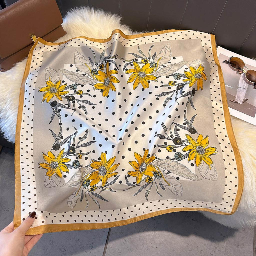 Korean New Versatile Fashion 71 Imitation Silk Square Scarf Women's High-end Sense Neck Protection Neck Scarf Silk Scarf