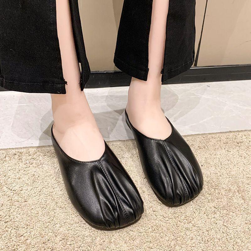 Baotou Half Slippers Women's Outer Wear 2025 New Spring and Summer Retro Lazy Grandma Shoes Muller Shoes Flat Cool Slippers
