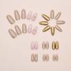 Manicure Long Almond False Nails Flowers French Press On Nails Starlight Fruit Aurora Fake Nails DIY