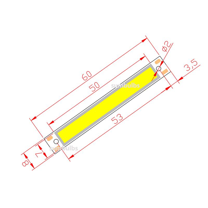 Hot Sale 3V 3.7V Dc 60Mm 8Mm Led Cob Strip 3W Warm Cold White Blue Red Cob Led Light Source For Diy Bicycle Work Lamp