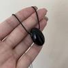 Fashionable Long Black Cord Sweater Chain Agate Sphere Long Necklace Unique Clavicle Chain Jewelry for Fashion Lover