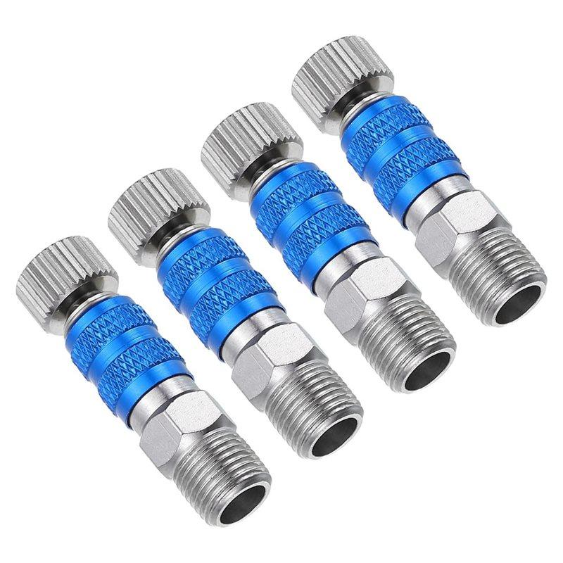 

ABWR-Metal Quick Release Disconnect Set(4Pcs), 1/8 For Air Brush Quick Connect For Air Brush Hose, Blue Silver синій