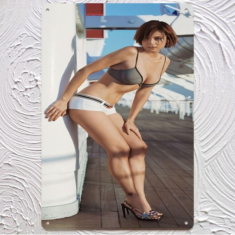 Vintage Kvinlig Silhuett Metall Logotyp för Bar & Garage