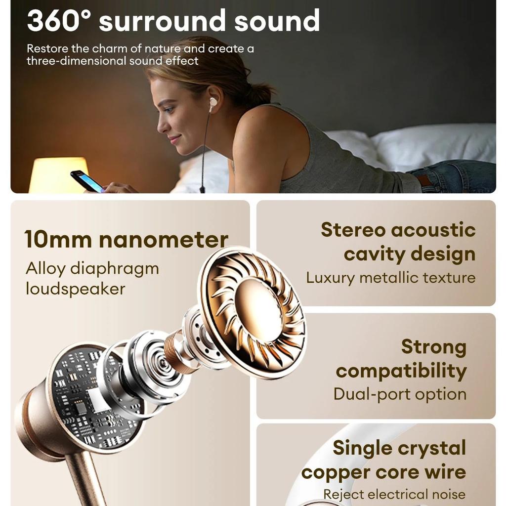 Original Lenovo YF31 Soft Fit In-Ear Wired Earphones Gaming Headphone Type-C/3.5mm 360° Surround Sound Ultra-low Latency Earbuds With Mic NEW