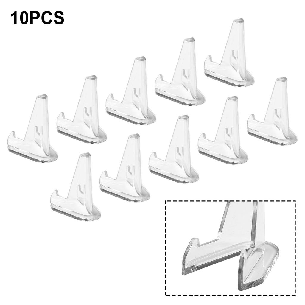 10st Akryl Minnesmynt Displayställ Kort Foto Genomskinlig Triangel Stödhylla Heminredning Delar