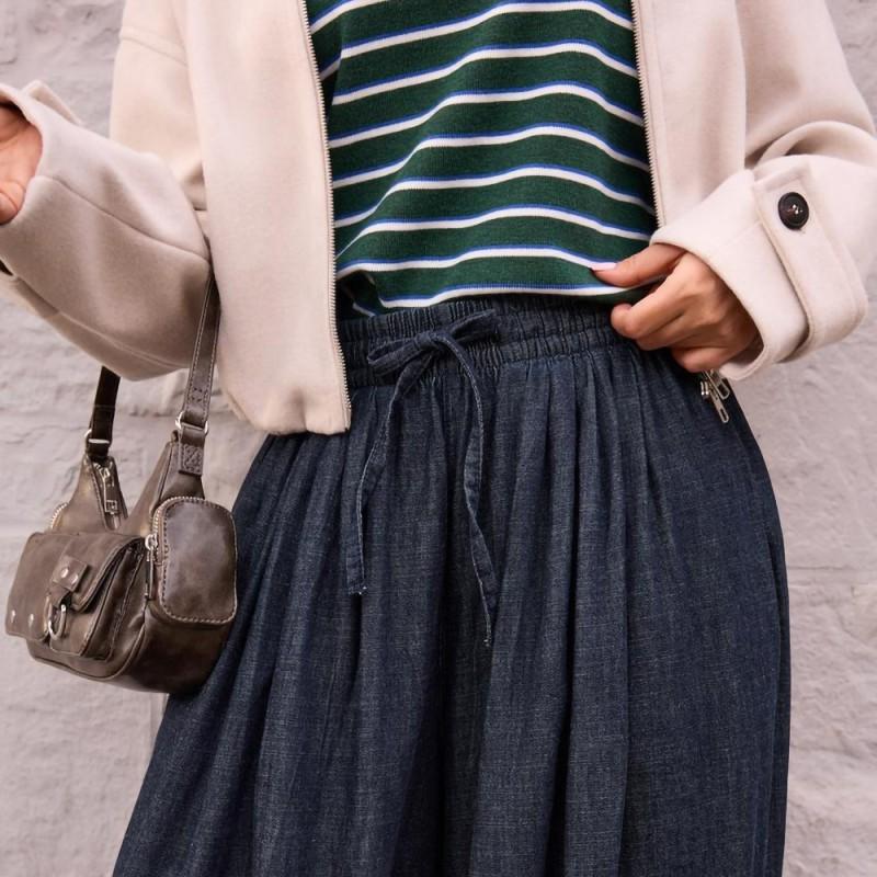 Womens Loose Fit Bell Bottom Jeans Pants Blue Elastic Waist Casual Vintage Style 2026