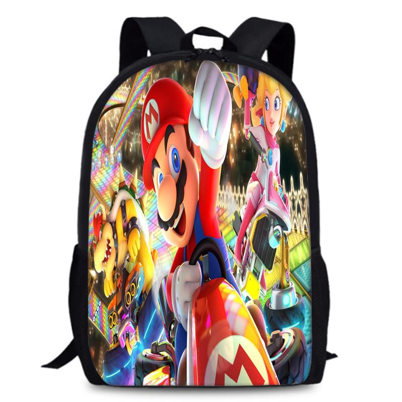 Mario Super Bros School Backpack Large Capacity Oxford Schoolbag Kids Gifts