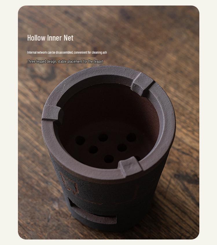 Guanlan Coarse Pottery Dual-use Charcoal Stove & Side-handle Teapot for Outdoor Tea Brewing