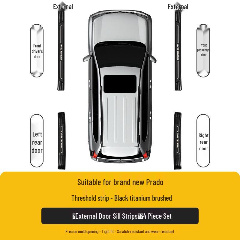 24-25 Toyota Prado LC250 Door Sill Scuff Plates - Welcome Decorative Strips