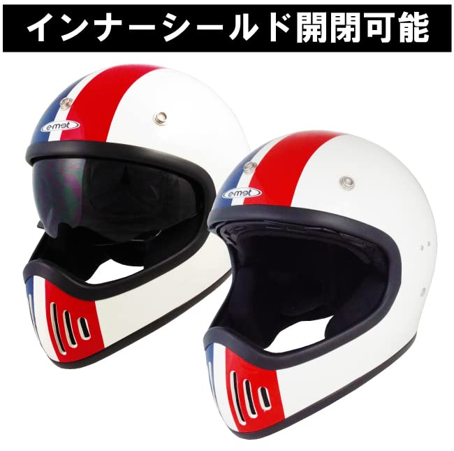 Helmet Shop Motorcycle Helmet Vintage Retro FREE E-MET EFV-15 58-59cm (Tricolor)