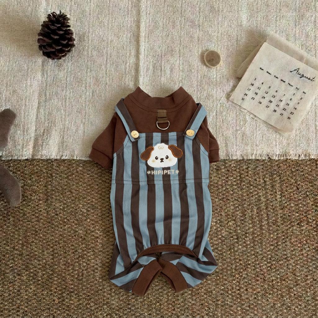Autumn and winter dog clothes, thickened warm, quilted cotton pockets, traction cat pets, bear four-legged cotton-padded clothes, dog clothes.