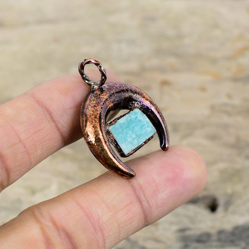 Amazonit Anhänger Elektrogeformter Kupfer Anhänger Neuestes Design Anhänger Elektrogeformter Schmuck Handgemacht zierlicher Edelstein Anhänger Jahrestag Geschenk