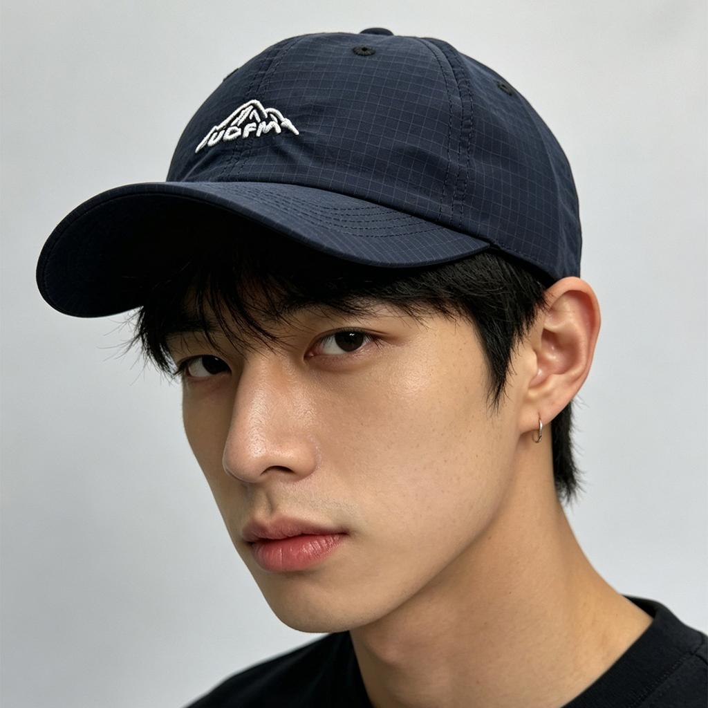 Spring And Summer Simple And Quick-Drying Embroidery Mountain Alphabet Baseball Cap Men'S And Women'S Breathable Plaid Retro Cap