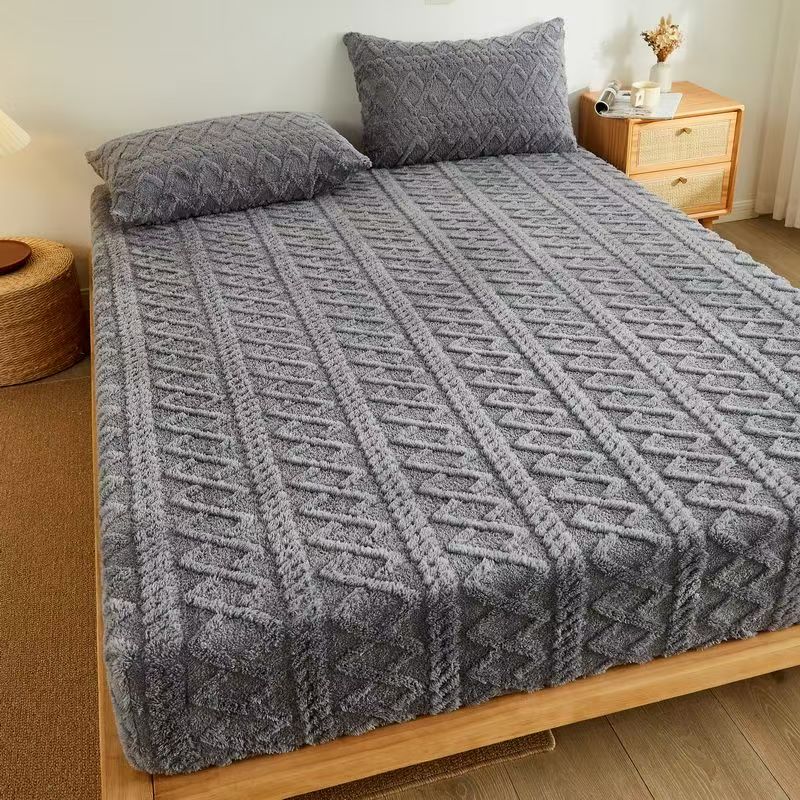 

Суцільна фланелева плюшева постільна білизна простирадло на гумці, оксамитово-м який важкий нековзкий захисний чохол для матраца ліжка 180x200x30cm