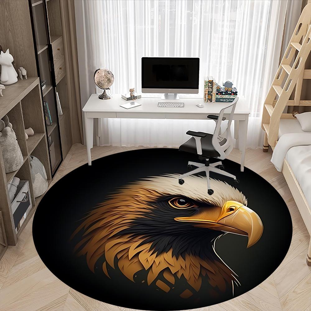 1pc Eagle Head Carpet, Round Non Slip Durable Large Size Office Carpet, Suitable for Office