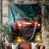 Roter Sportwagen im Regen Digitaldruck Polyester Wandteppich geeignet für den Einsatz in Wohnzimmern Schlafzimmern Büros Bars Partys