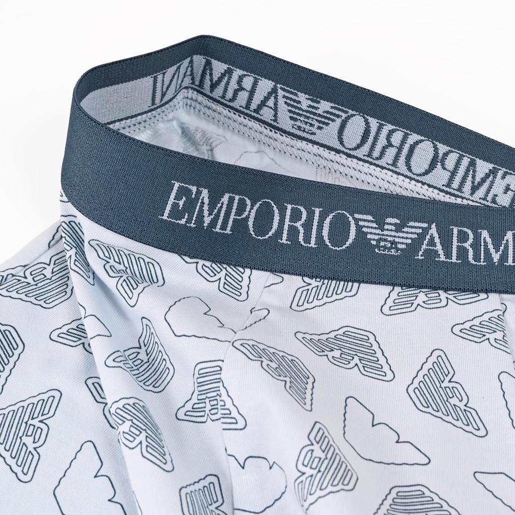 Emporio Armani men's boxer briefs, plain with logo, 3-pack, size M, blue, EM000260 AF20671 MB254, Made in Italy [Parallel Import]