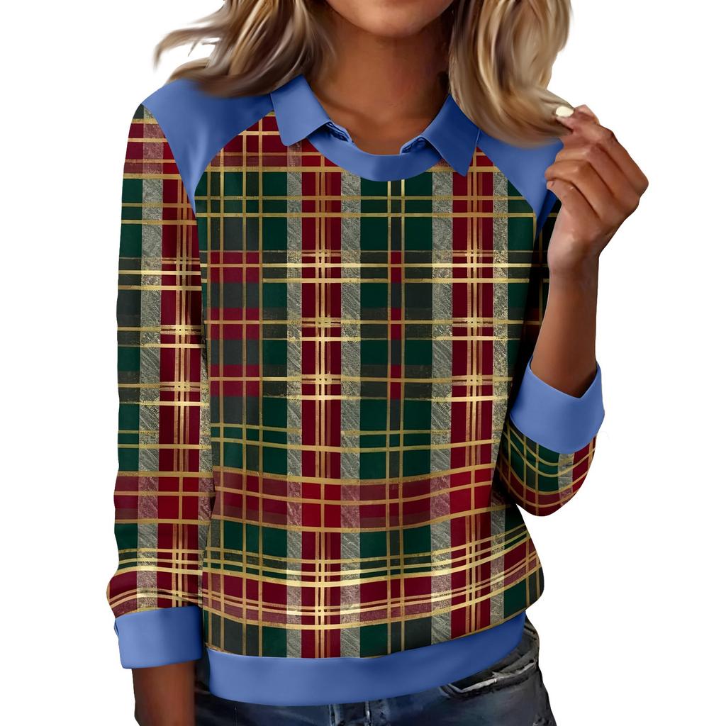 Women's Fashion Christmas Printed Long-Sleeve Pullover Top