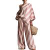 Trendy Lazy Vintage Striped Printed Top & Wide Leg Pants Set