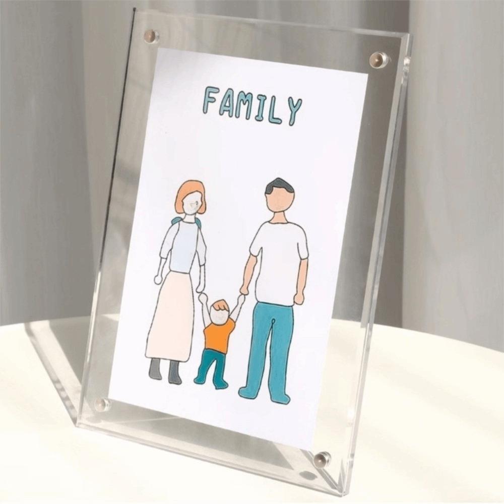 Transparent Acrylic Magnetic Picture Frames with Stand Rectangle Clear Photo Frame No-drill Minimalist Display Board