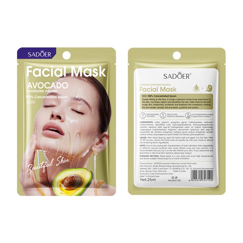 3pcs Avocado Plant Mask 25ml Deep Hydrating Moisturizing Moisturizing Mask Skin Care Products