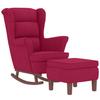 Rocking Chair Armchair in Burgundy Velvet and Solid Wood