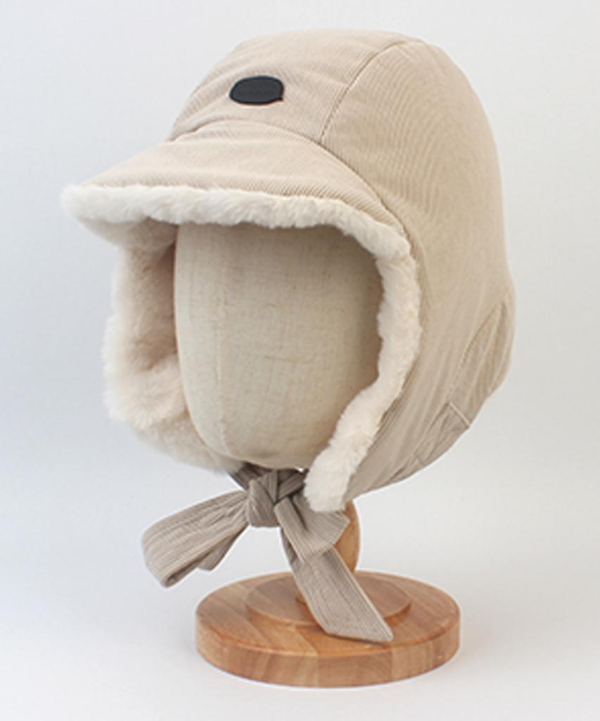 Yunibeosyeolkemiseuteuli Corduroy Fur Beige Balaclava Earflap Hat