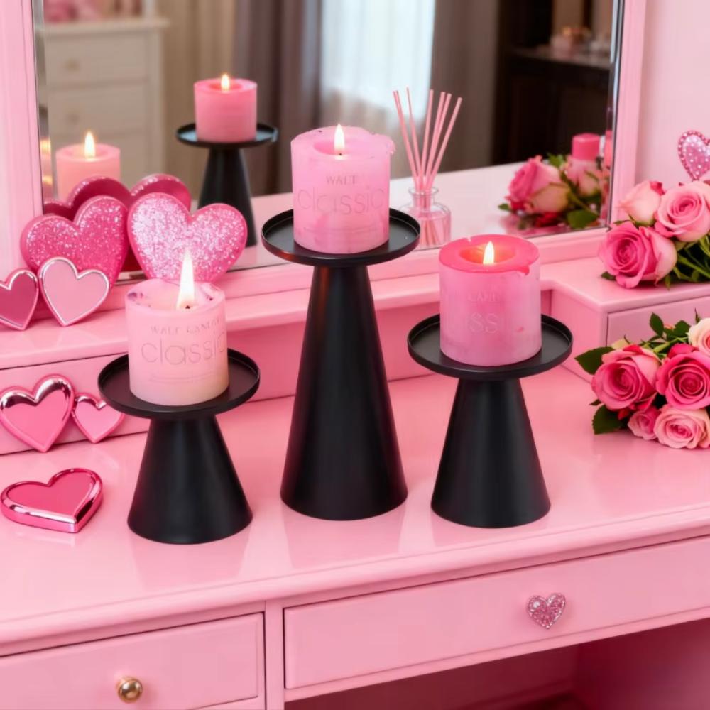 3PCS/SET Stand Nordic Golden Candle Holder Cone-shaped Scented Candles Pillar  Valentine's Day